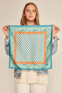 13944 Geometrik Desenli Kiremit Bandana Fular ürün fotoğrafı