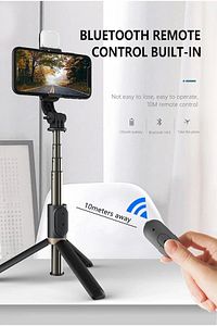 Led Işıklı Tripod Standı, Kablosuz, Bluetooth Uzaktan Kumandalı, Selfie Çubuğu ürün fotoğrafı