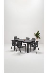 Rattan Lüx 90x150 Bahçe&balkon&teras Masa Seti - Antrasit ürün fotoğrafı