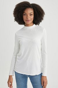 Regular Fit Basic Düz Ribana Uzun Kollu Hamile Üst C1025ax23wn ürün fotoğrafı
