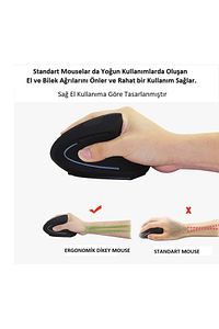 Kablosuz Ergonomik Dikey Mouse 800/1200/1600 Dpı ürün fotoğrafı