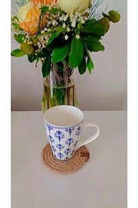 Hasır Bej Bardak Altlığı (4'LÜ) ,12 Cm, Fincan,bardak,kupa,mum Altlığı,el Yapımı Naturel - Hediyeli ürün fotoğrafı