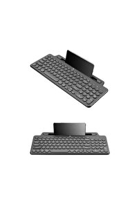 2.4 Ghz Wireless Bluetooth V5.0 Standlı Kablosuz Klavye Siya ürün fotoğrafı