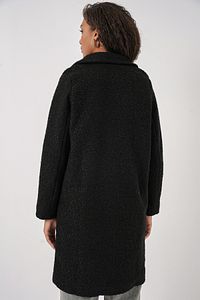 9082 Oversize Kaşe Kaban - Siyah ürün fotoğrafı