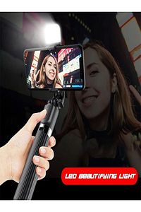 Led Işıklı Tripod Standı, Kablosuz, Bluetooth Uzaktan Kumandalı, Selfie Çubuğu ürün fotoğrafı
