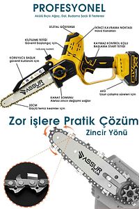 Motor Dijital Gösterge Otomatik Yağlamalı Şarjlı El Testeresi Ağaç Odun Dal Kesme Budama ürün fotoğrafı
