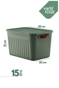 Boxify Yeşil 15 Lt 3 Adet Çok Amaçlı Düzenleyici Kapaklı Kutu, Dekoratif Saklama Kutusu, Organizer ürün fotoğrafı