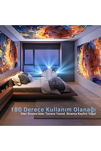 Taşınabilir Android Sinema Projeksiyon Wifi Destekli En Güncel Sürüm Akıllı Projektör Beyaz 720p ürün fotoğrafı