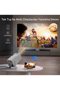 Upgrade Android Taşınabilir Sinema Projeksiyon Wifi Destekli En Güncel Sürüm Akıllı Projektör Siyah ürün fotoğrafı