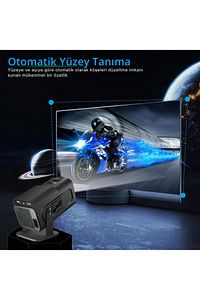Upgrade Android Taşınabilir Sinema Projeksiyon Wifi Destekli En Güncel Sürüm Akıllı Projektör Siyah ürün fotoğrafı