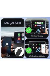 Yeni Tasarım Mini Kablosuz Carplay Usb ve Type-c Uyumlu Araç Multimedya Adaptörü ürün fotoğrafı