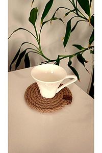 Hasır Bej Bardak Altlığı (4'LÜ) ,12 Cm, Fincan,bardak,kupa,mum Altlığı,el Yapımı Naturel - Hediyeli ürün fotoğrafı