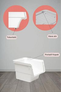 2’li Tekerlekli Patateslik Soğanlık Bpa Free Erzak Kutusu Oyuncaklık Sebzelik Gri 24 Lt ürün fotoğrafı
