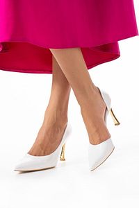 Kadın Topuklu Ayakkabı - Yüksek Topuklu Stiletto Rahat Şık Ve Ince Iş Ayakkabısı Beyaz Rengi 9 Cm ürün fotoğrafı
