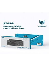 2.4 Ghz Wireless Bluetooth V5.0 Standlı Kablosuz Klavye Siya ürün fotoğrafı