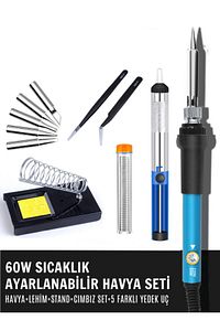 St-60 60w Sıcaklık Ayarlanabilir Havya,havya Standı,lehim Pompası,lehim Tüpü,cımbız Set,yedek Uç ürün fotoğrafı