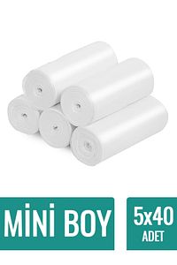 Çöp Torbası Mini Boy Küçük 40'lı 5 Rulo 40x50 Çöp Poşeti ürün fotoğrafı
