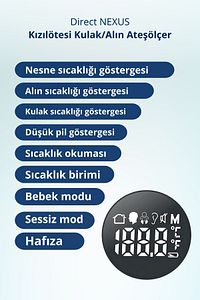 Yetişkinler Ve Çocuklar Için Dual Kulaktan Alından Ateş Ölçer ürün fotoğrafı