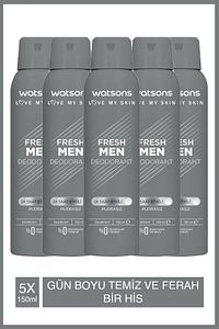 Fresh Men Pudrasız Deodorant Sprey 150 ml X 5 Adet ürün fotoğrafı