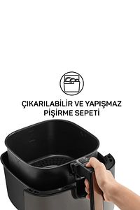 AR2074(AR2091)-B Airtasty XL Yağsız Fitöz Airfryer, 6 Litre Kapasite, Bakır ürün fotoğrafı