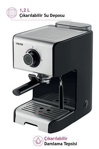 Al 4933 Es Espresso Makinesi, Süt Köpürtme, Bardak Isıtma, 15 Bar, 1200w, 1,2 L ürün fotoğrafı