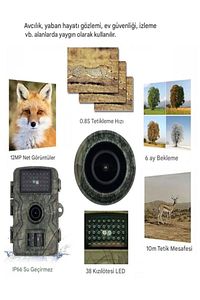 TR Foto Kapan Takip Kamerası İzcilik Avcılık Kamerası Yaban Hayatı İzleme 1080P IP66 için 38 LED'li ürün fotoğrafı