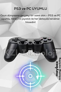 Oyun Kolu Pc Laptop Ps3 Uyumlu Usb 2.0 135cm Kablo Çift Analog Stick ürün fotoğrafı