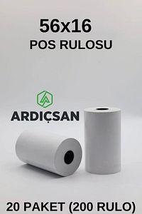 Kağıt 56x16 Termal Kağıt,-pos Rulosu - Yazar Kasa Fişi 1 Koli 20 Paket (200 RULO) ürün fotoğrafı