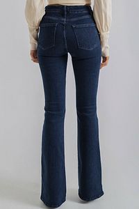 Terasa Koyu Mavi Likralı Yüksek Bel Ispanyol Jeans Pantolon ürün fotoğrafı
