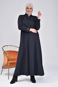Tesettur Anne Kislik Pardesu Kadin Buyuk Beden Fermuarlı Kaban ürün fotoğrafı