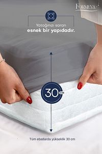 Gri Mikro Fitted Full Kenar Su Sıvı Geçirmez Yatak Koruyucu Alez Bebek-Tek-Çift Kişilik Battal Alez ürün fotoğrafı