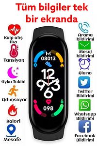 KIRMIZI M7 Akıllı Bileklik | iOS & Android Uyumlu | 2024 Versiyon ürün fotoğrafı
