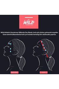 Kaydırmaz Silikonlu Elastik Spor Futbol Saç Bandı Tokası Ikili Wildflex ürün fotoğrafı