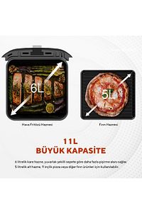 Xxl 11 Litre Çift Hazneli Fastfryer (yağsız Fritöz Airfryer ) Haf-11 ürün fotoğrafı