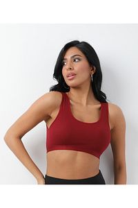 Bordo Kadın Kaşkorse Kumaş Kalın Geniş Askılı Sporcu Sütyeni Büstiyer Crop ürün fotoğrafı