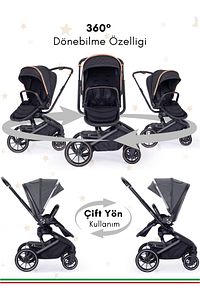 Calista 360 Derece Dönebilen Travel Çift Yönlü Bebek Arabası Puset Hediyeli ürün fotoğrafı