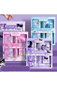 Sanrio Kuromi My Melody 12 Parça Kırtasiye Seti Kuromi Metal Kalemlikli Kutulu Kırtasiye Seti Pembe ürün fotoğrafı
