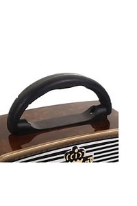 301 Şarjlı Nostaljik Görünümlü Fenerli Radyo Bluetoothlu Mp3 Çalar Radyo Müzik Kutusu Koyu Kahve ürün fotoğrafı
