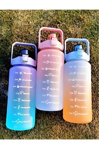 Motivasyonel Su Matarası Suluk 2 Litre Sticker Ve Pipetli Su Matarası Asortili! ürün fotoğrafı