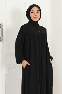 Robalı Mevlana Kesim Günlük Siyah Ferace ürün fotoğrafı