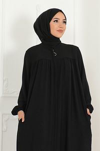 Robalı Mevlana Kesim Günlük Siyah Ferace ürün fotoğrafı