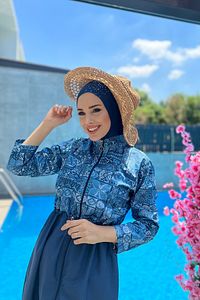 Paraşüt Tam Kapalı Tesettür Mayo Çini Desen R040 Rabia ürün fotoğrafı