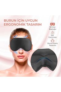 3d Uyku Göz Bandı Gözlüğü / Işığı %100 Engeller / Göze Baskı Yapmaz (PUDRA) ürün fotoğrafı