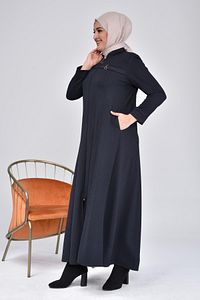 Tesettur Anne Kislik Pardesu Kadin Buyuk Beden Fermuarlı Kaban ürün fotoğrafı