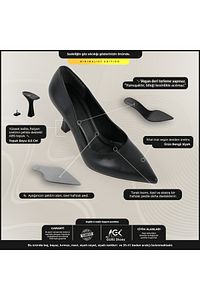Kadın Topuklu Ayakkabı - Yüksek Topuklu Stiletto Rahat Şık Ve Ince Iş Ayakkabısı Siyah 8.5 cm ürün fotoğrafı