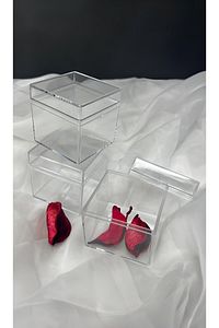 50 Adet 4x4 Cm Özel Tasarım Buble Mum Şeffaf Mika Kutu Nişan Nikah Söz Şekeri Hediye Kutusu ürün fotoğrafı