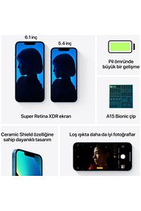 iPhone 13 128 GB Mavi Cep Telefonu (Apple Türkiye Garantili) ürün fotoğrafı