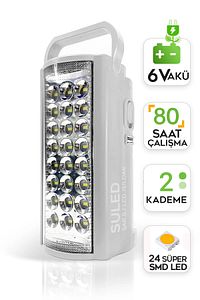 Kamp Lambası 6v Akülü 80 Saat - 3gün Aydınlatma 24 Smd Led Işıldak Lamba 220v Şarj ürün fotoğrafı