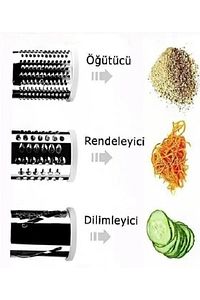 Yeşil Kollu Sebze Rende Doğrama Makinesi 3 Farklı Çelik Bıçak Doğrayıcı ürün fotoğrafı