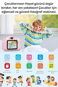 Çocuk Fotoğraf Makinesi 1080p Hd Kamera 4gb Hafıza Kartı ürün fotoğrafı